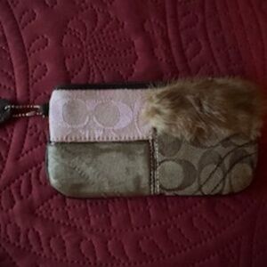 COACH wrist wallet, fur, cute , peeling on corner